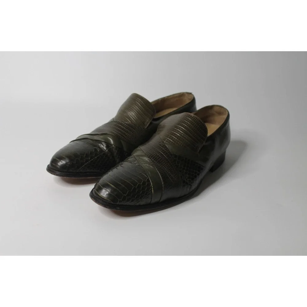 Giorgio Brutini Mens Size 8.5M Rare Green Genuine Snake Skin Loafers 933555-1